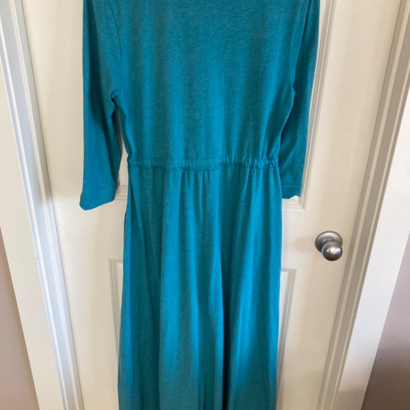 Soft Surroundings Jersey Knit High Low Aqua / Turquoise Comfy Elegant Dress Sz M - Picture 5 of 10